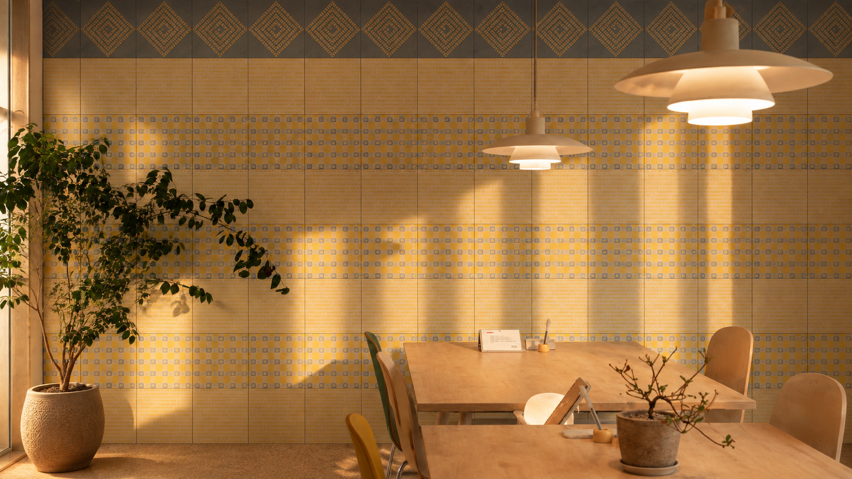 Premium patterned tiles for dining and commercial interiors