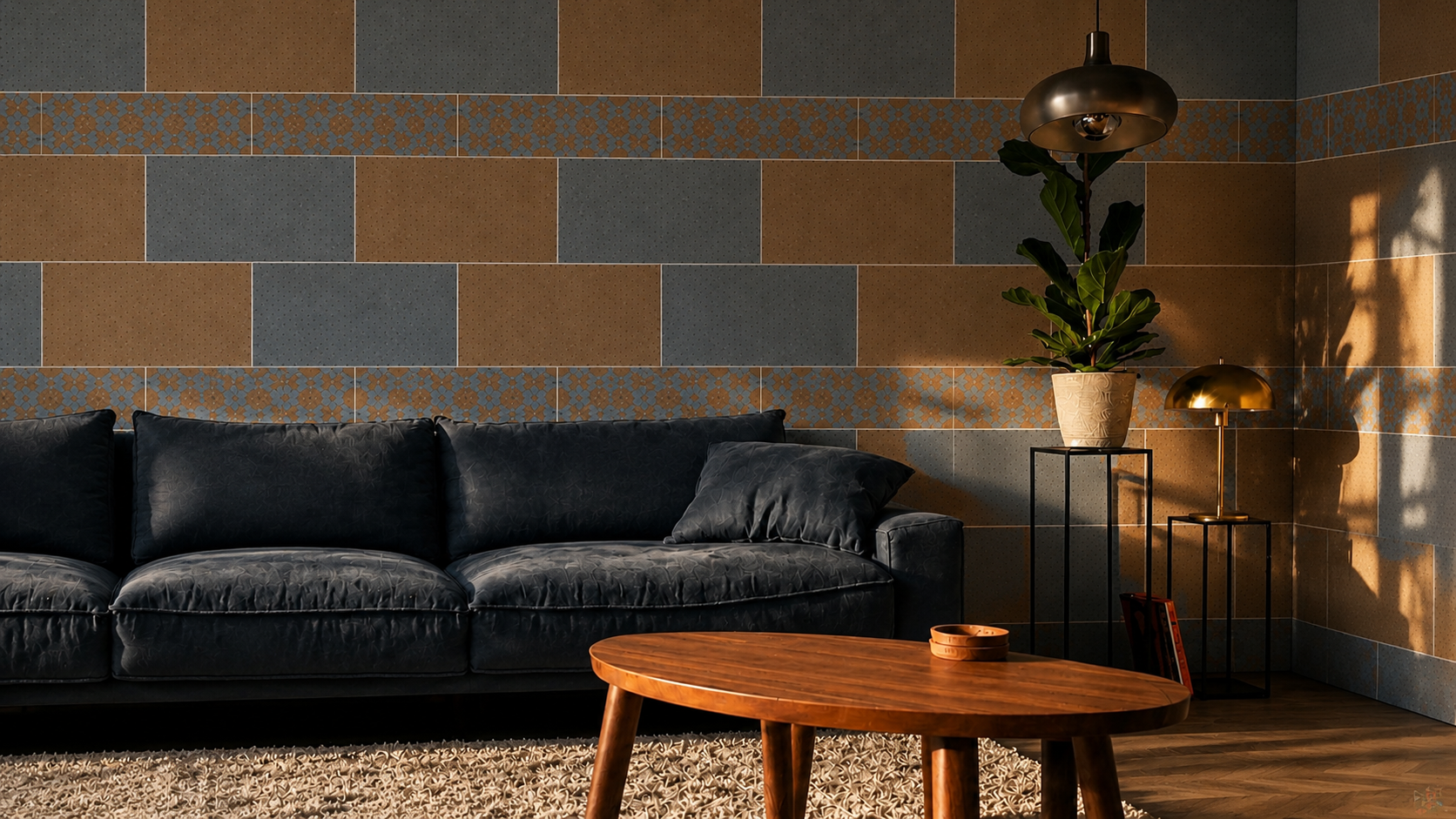 Elegant wall tiles for a contemporary living room